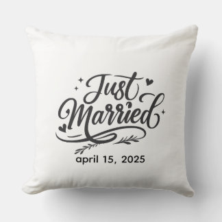Just Married Decorative Throw Pillow with Wedding Kissen