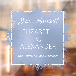 Just Married Dusty Blue Fensteraufkleber