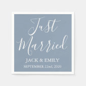 Just Married Dusty Blue und White Napkins Serviette (Vorderseite)