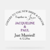 Just Married Dusty Violet White Acrylschild (Vorderseite)