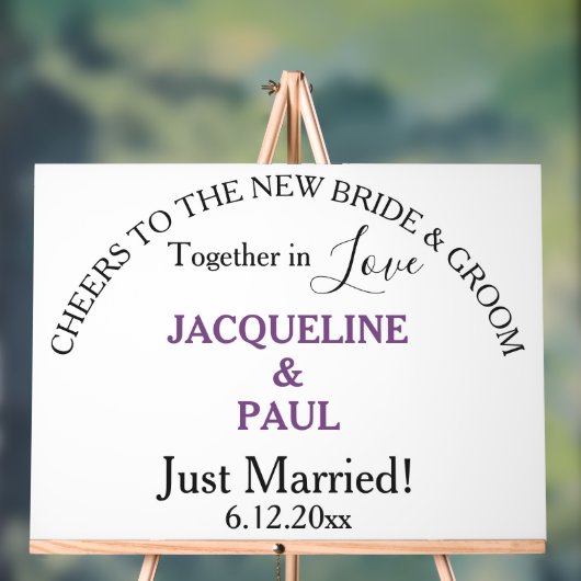 Just Married Dusty Violet White Acrylschild (Neutral)