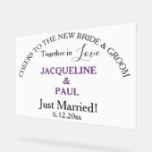 Just Married Dusty Violet White Acrylschild (Winkel)