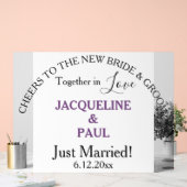 Just Married Dusty Violet White Acrylschild (Hochzeit)