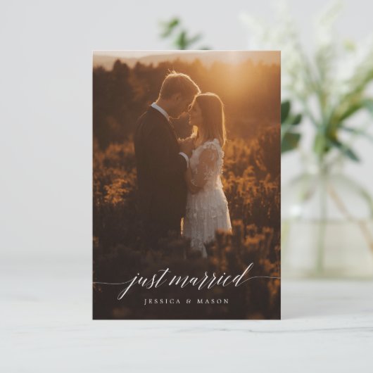 Just Married Einladung Eloped Ankündigung - Weiß (Stehend Vorderseite)