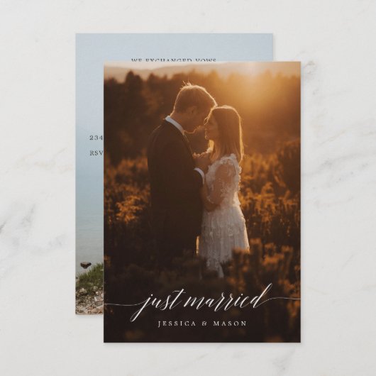 Just Married Einladung Eloped Ankündigung - Weiß (Vorne/Hinten)