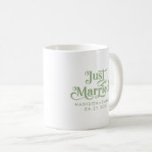 Just Married Elegansage Green Typografie Kaffeetasse (VorderseiteRechts)