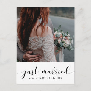 Just married Elegant announcement photo Postkarte