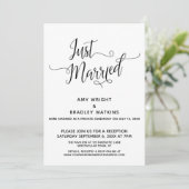 Just Married Elegant Calligraphy Empfang-Only Einladung (Stehend Vorderseite)