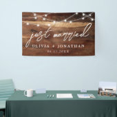 Just Married Elegant Calligraphy Rustic Wedding Banner (Messeveranstaltung)