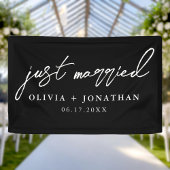Just Married Elegant Calligraphy Script Wedding Banner