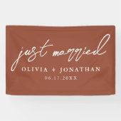 Just Married Elegant Calligraphy Script Wedding Banner (Horizontal)