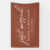 Just Married Elegant Calligraphy Script Wedding Banner (Vertikal)