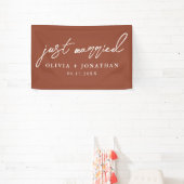 Just Married Elegant Calligraphy Script Wedding Banner (InSitu)