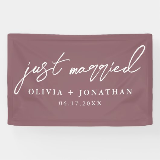 Just Married Elegant Calligraphy Script Wedding Banner (Horizontal)