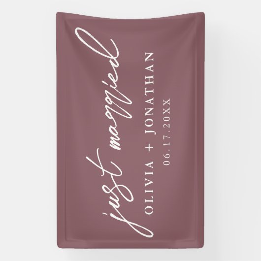 Just Married Elegant Calligraphy Script Wedding Banner (Vertikal)