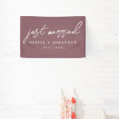 Just Married Elegant Calligraphy Script Wedding Banner (InSitu)