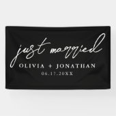 Just Married Elegant Calligraphy Script Wedding Banner (Horizontal)