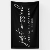 Just Married Elegant Calligraphy Script Wedding Banner (Vertikal)