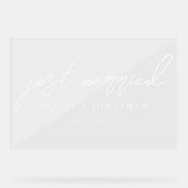 Just Married Elegant Calligraphy Wedding Acrylschild (Vorderseite)