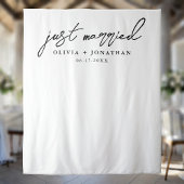 Just Married Elegant Calligraphy Wedding Backdrop Wandteppich