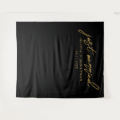 Just Married Elegant Calligraphy Wedding Backdrop Wandteppich (Vorderseite (Horizontal))
