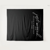 Just Married Elegant Calligraphy Wedding Backdrop Wandteppich (Vorderseite (Horizontal))
