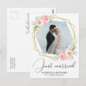 Just Married Elegant floral Eloped Ankündigung Postkarte (Vorne/Hinten)