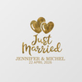 Just Married elegant gold script wedding car Fensteraufkleber (Blatt)