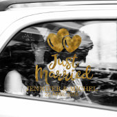 Just Married elegant gold script wedding car Fensteraufkleber