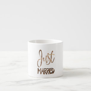 Just Married Elegant Gold Typografy Bridal Espressotasse
