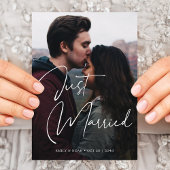 Just Married Elegant Hand Letters Wedding Foto Ankündigung
