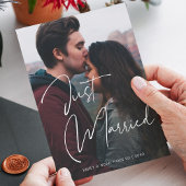 Just Married Elegant Hand Letters Wedding Foto Ankündigung
