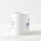 Just Married Elegant Navy Blue Typografie Kaffeetasse (Mittel)