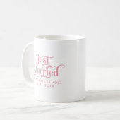Just Married Elegant Rosa Typografie Kaffeetasse (Vorderseite Links)