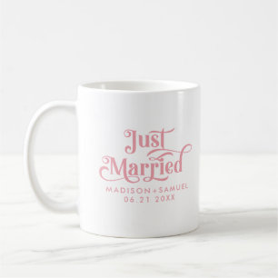 Just Married Elegant Rosa Typografie Kaffeetasse