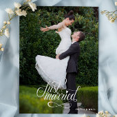 Just Married Elegant Script Photos Wedding Ankündigung