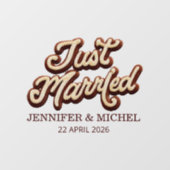 Just Married  elegant script wedding car Fensteraufkleber (Blatt)