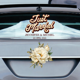 Just Married  elegant script wedding car Fensteraufkleber