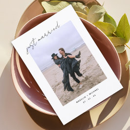 Just Married Elegant Simple Wedding Photo Card Save The Date