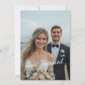 Just Married Elegant Wedding Foto Ankündigung (Vorderseite)