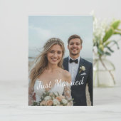 Just Married Elegant Wedding Foto Ankündigung (Stehend Vorderseite)