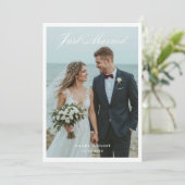 Just Married Elegant Wedding Foto Ankündigung (Stehend Vorderseite)
