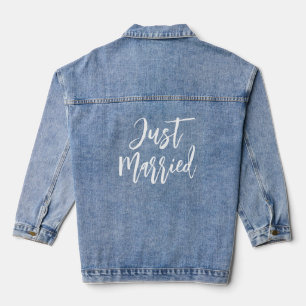 Just Married Elegant White Script Typografie Jeansjacke