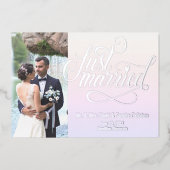 Just Married Elegante Ankündigung Foto-Karte (Vorderseite)