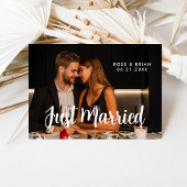 Just Married Elegante Romantic Wedding Foto Card Ankündigung