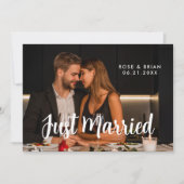 Just Married Elegante Romantic Wedding Foto Card Ankündigung (Vorderseite)