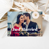 Just Married Elegante Script Wedding Custom Foto Ankündigung