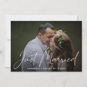 Just Married Elegantes Foto Hochzeit Ankündigung