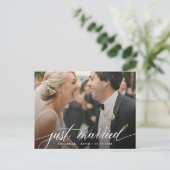 Just Married Elegantes Foto Hochzeit Postkarte (Stehend Vorderseite)