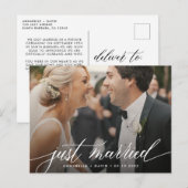 Just Married Elegantes Foto Hochzeit Postkarte (Vorne/Hinten)